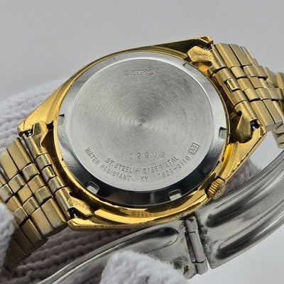 SEIKO 5 AUTOMATIC DAY-DATE 7S26-3110 FLUTED BEZEL GOLD DIAL MEN'S WATCH 36.3MM
