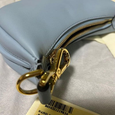 FENDI NANO FENDIGRAPHY POUCH 7AS089 LIGHT BLUE LEATHER UNUSED W/ DUST BAG