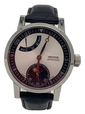 EPOS 3378 MANUAL WIND MOONPHASE POWER RESERVE DISPLAY BACK LEATHER WATCH