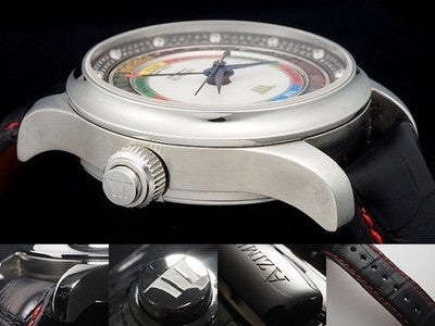 AZIMUTH GRAND BACCARAT MARINA BAY SANDS 42MM DIAMOND BLACK SS WRISTWATCH USED