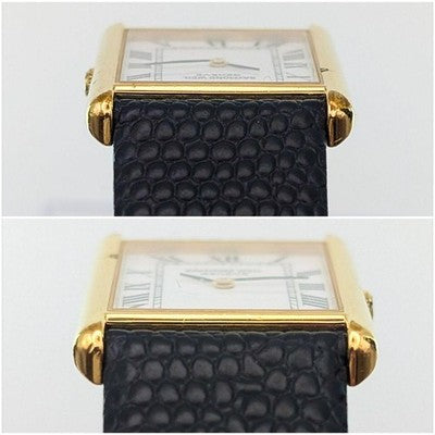 RAYMOND WEIL TANK ROMAN DIAL 18GP GOLD QUARTZ WATCH WORKING VINTAGE UNISEX RARE