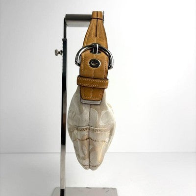 COACH SOHO HOBO SHOULDER BAG IVORY CANVAS LEATHER BEE 5064 Y2K RARE JAPAN