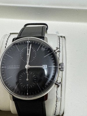 JUNGHANS 027 4601 00 CHRONOGRAPH BLACK MEN'S WRISTWATCH ROUND FACE GERMAN MADE