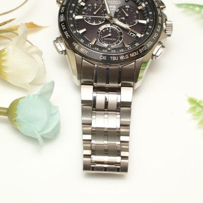 SEIKO ASTRON SBXB003 GPS SOLAR CHRONOGRAPH TITANIUM BLACK DUAL TIME WATCH