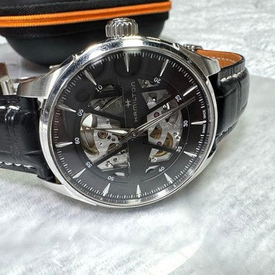 HAMILTON JAZZMASTER SKELETON 42535780 AUTOMATIC 40MM OPEN HEART STEEL MENS SWISS