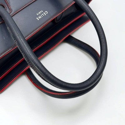 CELINE LUGGAGE MICRO SHOPPER TOTE BICOLOR LEATHER NAVY RED HANDBAG