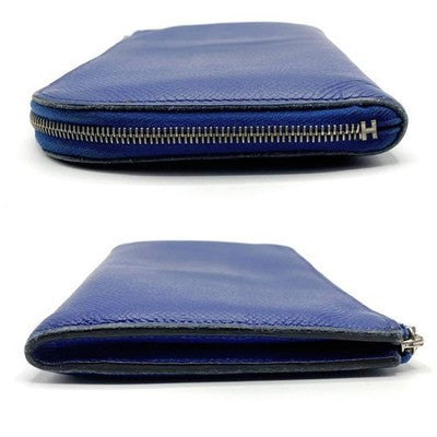 HERMES REMIX COMBINE L ZIP LONG WALLET POUCH BLUE EXCELLENT STAMP D JAPAN