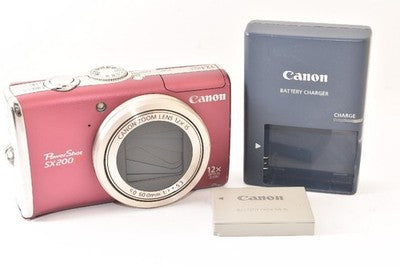 CANON POWERSHOT SX200 IS RED COMPACT DIGITAL CAMERA 12X OPTICAL ZOOM LENS AS IS