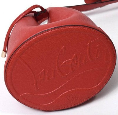 CHRISTIAN LOUBOUTIN BY MY SIDE LEATHER BUCKET BAG RED WITH STORAGE BAG