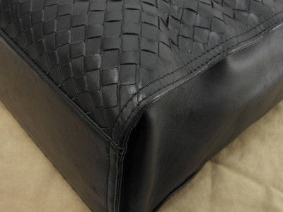BOTTEGA VENETA INTRECCIATO LEATHER TOTE BAG BLACK BUSINESS SHOULDER BAG