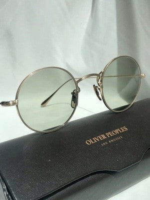 OLIVER PEOPLES MCCLORY BG ROUND SUNGLASSES JAPAN MADE GREEN LENS GOLD FRAME