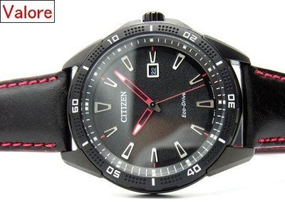 CITIZEN ECO-DRIVE PVD BLACK MEN'S WATCH AW1585-04E LEATHER STRAP 45MM MINT
