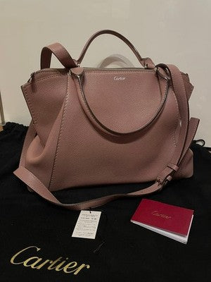 CARTIER C DE CARTIER 2-WAY HANDBAG PINK GENUINE LEATHER SHOULDER BAG