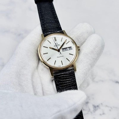 OMEGA MEN'S WRISTWATCH GENEVE AUTOMATIC 166.0117 GOLD-PLATED ROUND FACE