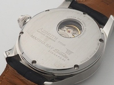 AZIMUTH GRAND BACCARAT MARINA BAY SANDS 42MM DIAMOND BLACK SS WRISTWATCH USED