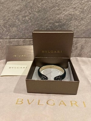 BVLGARI SERPENTI FOREVER BANGLE METALLIC KARUNG LEATHER BRACELET BOX GOLD JPN