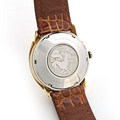 HAMILTON PAN EUROP AUTO 64017-4 33MM SILVER GOLD PLATED SS WATCH CUSTOM BOX USED