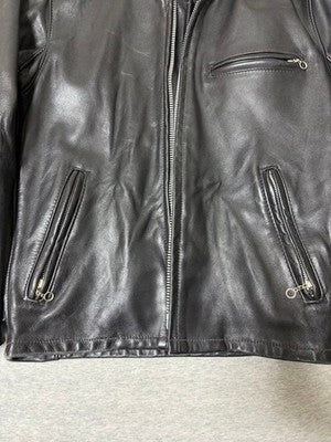 SCHOTT STAND UP COLLAR SINGLE RIDERS 641 LEATHER JACKET BLACK 36
