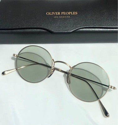 OLIVER PEOPLES MCCLORY BG ROUND SUNGLASSES JAPAN MADE GREEN LENS GOLD FRAME