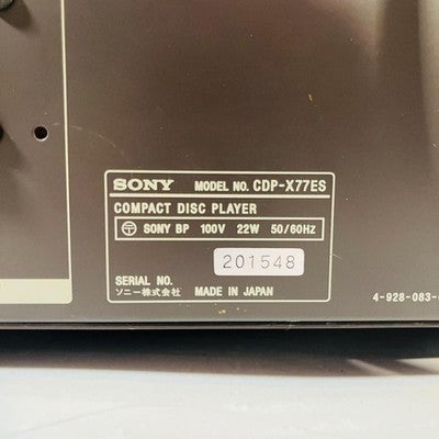SONY CDP-X77ES HIGH-END VINTAGE CD PLAYER - WORKING - WITH REMOTE & MANUAL