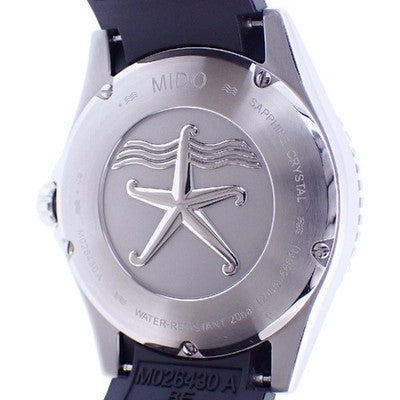 MIDO OCEAN STAR M026.430 AUTOMATIC BLACK DIAL RUBBER BAND STAINLESS MEN WATCH