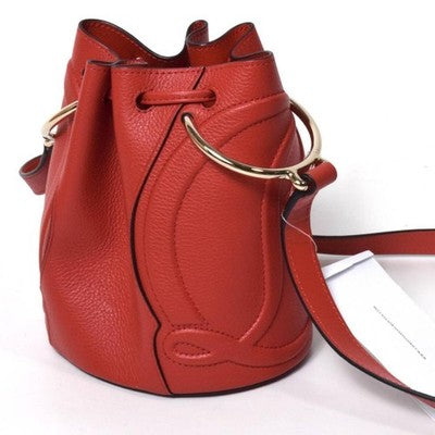 CHRISTIAN LOUBOUTIN BY MY SIDE LEATHER BUCKET BAG RED WITH STORAGE BAG