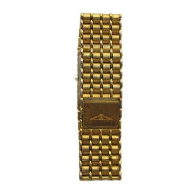 LONGINES WATCH MZ5712 0961 SQUARE BLACK DIAL GOLD COLOR QUARTZ ANALOG USED