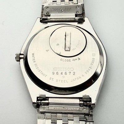 SEIKO GRAND QUARTZ 9943-7000 TWIN QUARTZ LINEN DIAL DAYDATE MEN WATCH VINTAGE