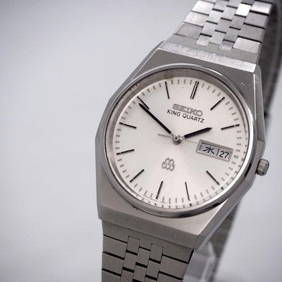 SEIKO KING QUARTZ TWIN QUARTZ 9443-7000 WHITE DIAL MENS WATCH JDM VINTAGE 1980