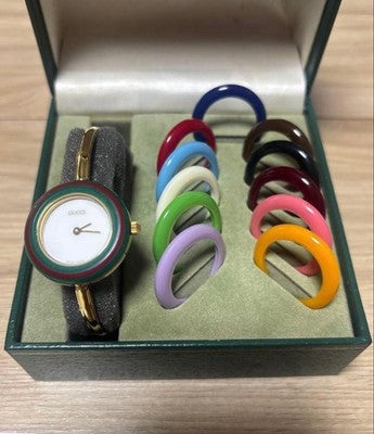 GUCCI CHANGEABLE BEZEL 11/12.2 VINTAGE WATCH FULL SET QUARTZ LADIES RARE