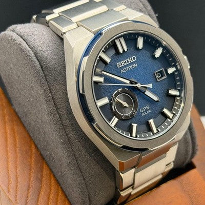 SEIKO ASTRON NEXTER SBXD023 3X62 GPS SOLAR TITANIUM BLUE DIAL MEN'S WATCH