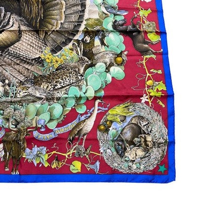 HERMES CARRE 90 KERMIT OLIVER TEXAS WILDLIFE SILK SCARF RARE FRANCE AUTHENTIC