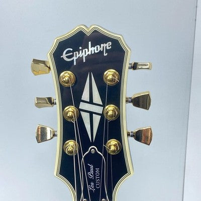 EPIPHONE LES PAUL CUSTOM EBONY ELECTRIC GUITAR USED CLEAN TESTED W/ ACCESSORIES