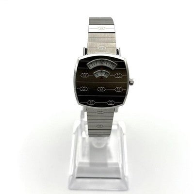 GUCCI GRIP 157.5 QUARTZ DATE GG LOGO SILVER DIAL BRACELET LADIES WATCH BOXED