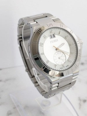 FENDI HIGH SPEED 4700G QUARTZ WHITE DIAL DATE STAINLESS STEEL MENS WATCH W/ BOX