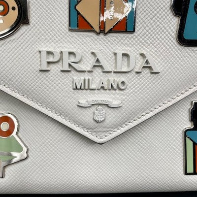 PRADA PRADA ROBOT CHAIN SHOULDER BAG WHITE RARE EXCELLENT+++++