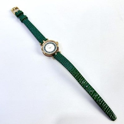 GUCCI 2000L SHERRY LINE WOMENS QUARTZ WATCH WHITE DIAL GREEN LEATHER BAND W/BOX