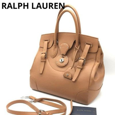 RALPH LAUREN RICKY 33 HANDBAG SHOULDER BAG 2WAY SOFT LEATHER BROWN AUTH USED