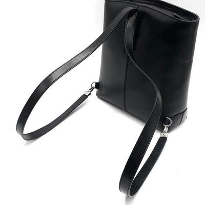 TOD'S DI BAG BLACK LEATHER BACKPACK SHOULDER BAG LOGO DESIGN AUTHENTIC LUXURY