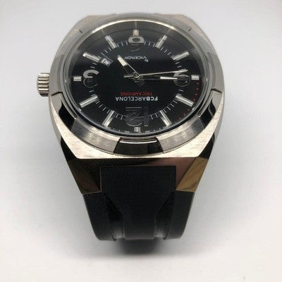 VICEROY FC BARCELONA CHAMPIONS WATCH BLACK & SILVER USED FROM JAPAN SOCCER