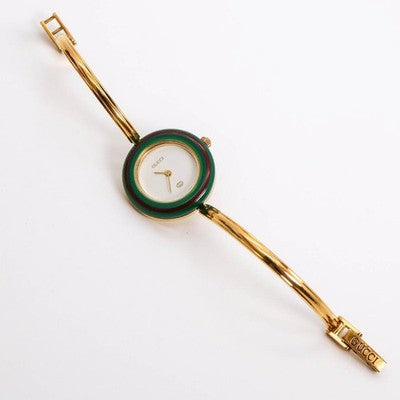 GUCCI CHANGE BEZEL 12 COLORS GOLD WOMEN'S WATCH L SIZE WORKING BEAUTIFUL