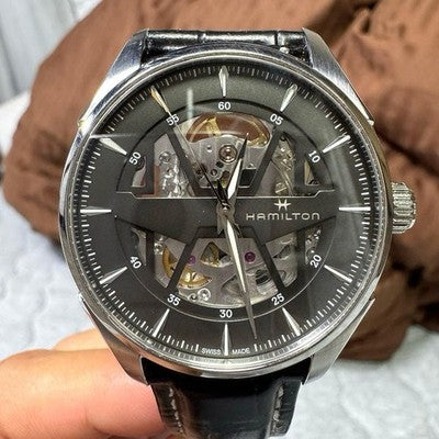 HAMILTON JAZZMASTER SKELETON 42535780 AUTOMATIC 40MM OPEN HEART STEEL MENS SWISS