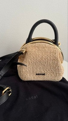SACAI ABAKA PURSKET BAG RAFFIA SHOULDER BAG 2-WAY USED WITH DUST BAG