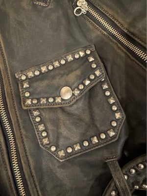 UNDERCOVER 04AW BUT BEAUTIFUL PERIOD STUDS DOUBLE RIDERS JACKET L LEATHER USED