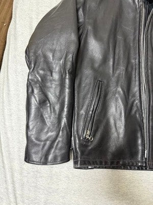 SCHOTT STAND UP COLLAR SINGLE RIDERS 641 LEATHER JACKET BLACK 36