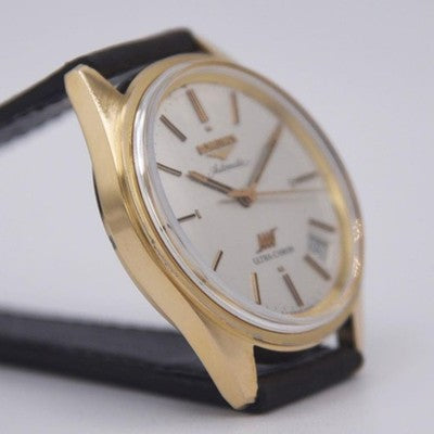 LONGINES ULTRA-CHRON AUTOMATIC DATE SILVER DIAL GOLD CASE SWISS MENS WATCH USED