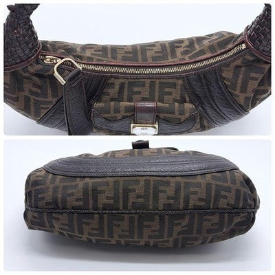 FENDI SPY BAG ZUCCA PATTERN HOBO SHOULDER BAG VINTAGE Y2K LEATHER