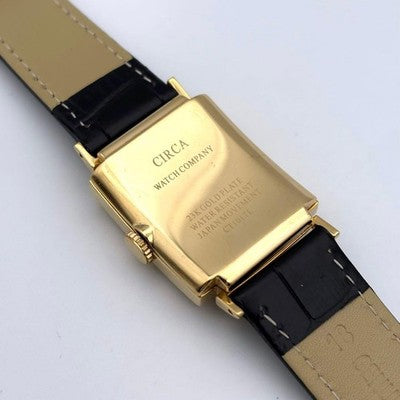 CIRCA 23KGP QUARTZ MEN'S WRISTWATCH SMALL SECONDS, UNISEX DIAL: GOLD SQUARE FACE