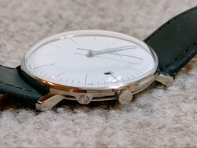 JUNGHANS 059/2020 04 MAX BILL MEN'S WRISTWATCH RADIO SOLAR ROUND FACE GERMANY