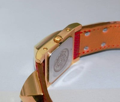 HERMES MEDOR ME1.201 GOLD PLATE CASE WHITE QZ WOMEN'S WATCH WITH BOX
